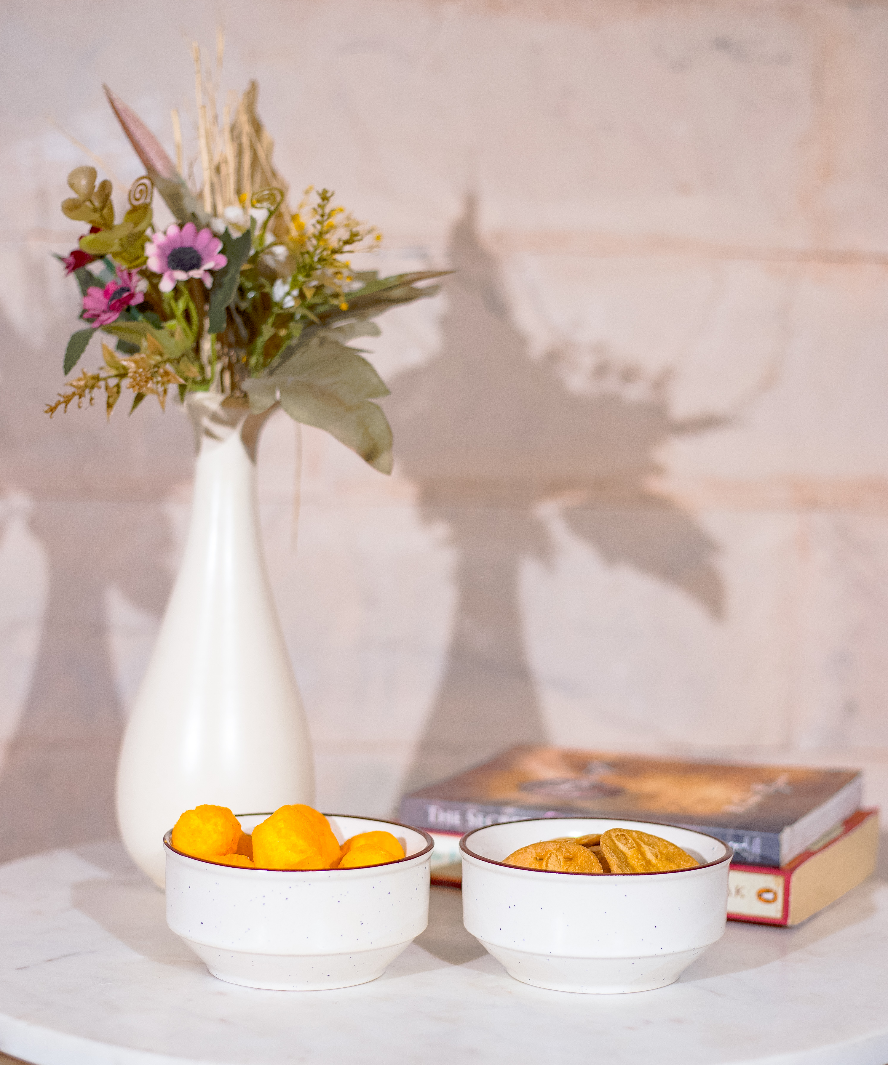 Off-White Speckled Studio Pottery Ceramic Bowls - Set of 2