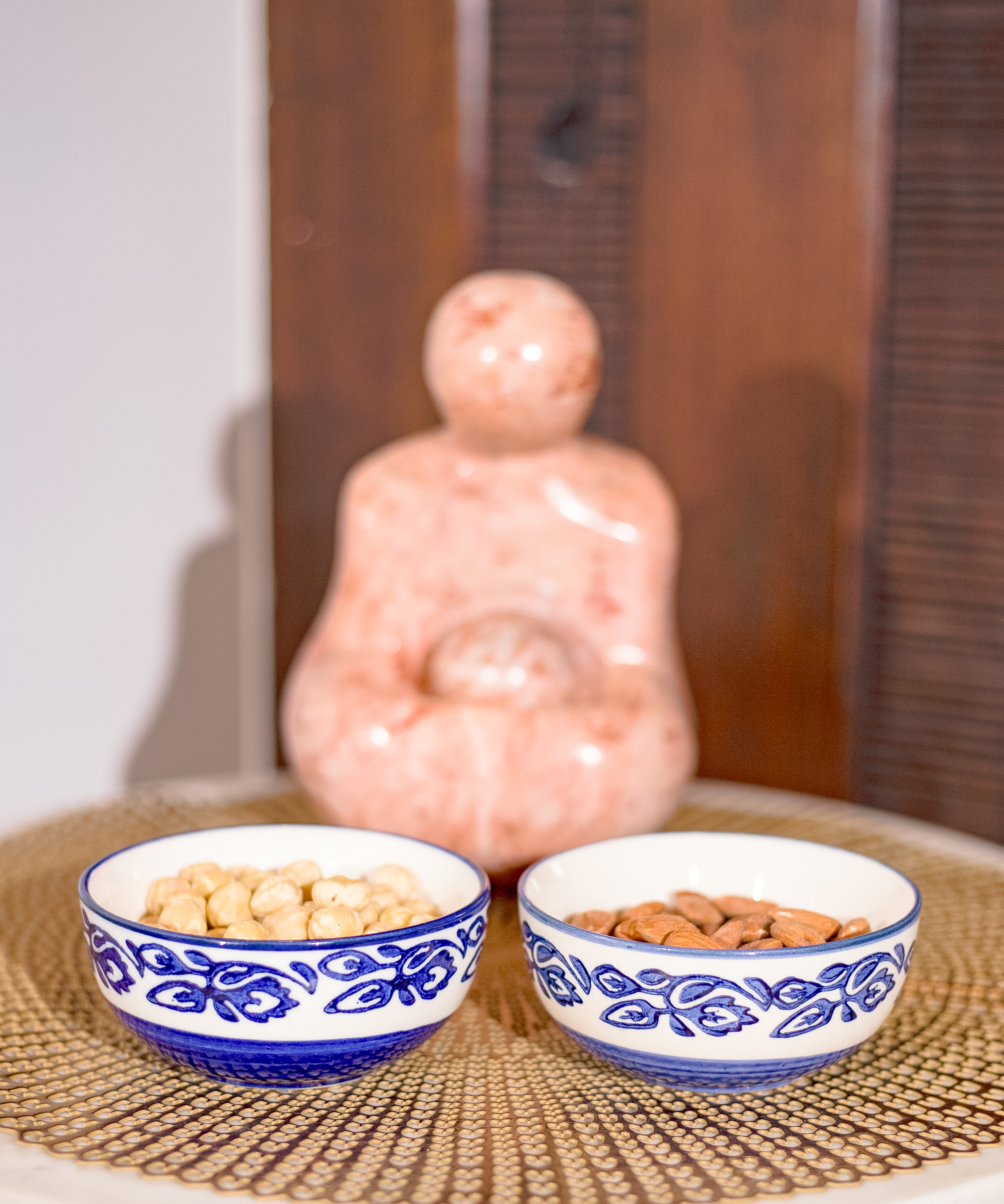 Ceramic Moroccan Blue & White Glazed Bowls - Set of 2