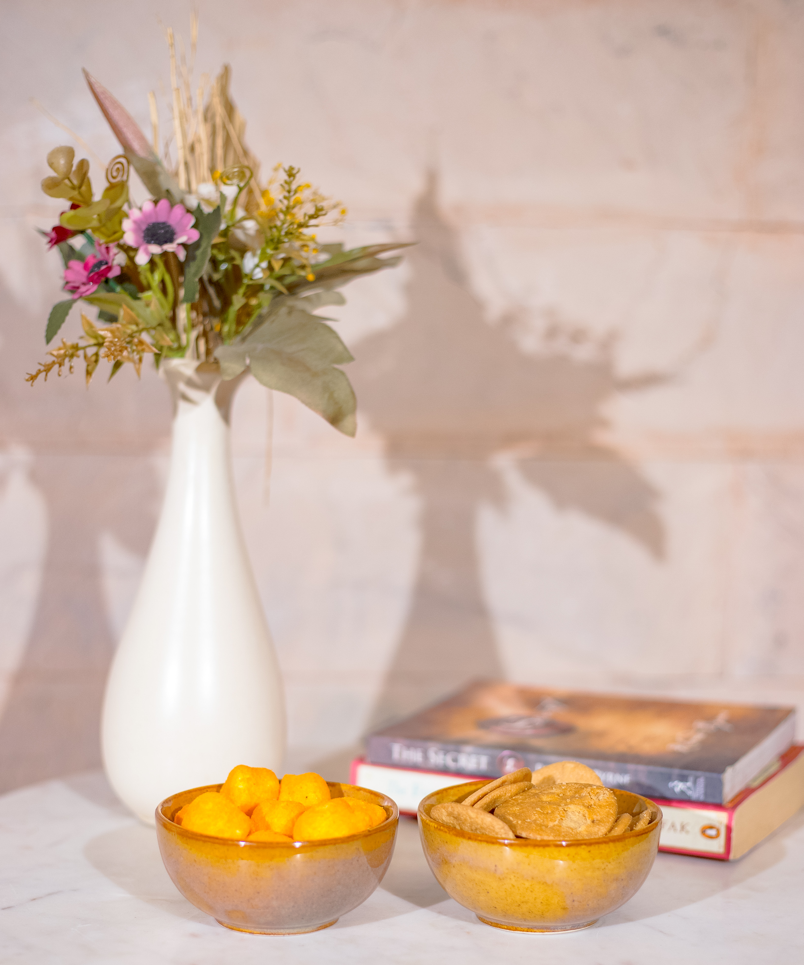 Studio Pottery Ceramic Ochre Brown Dual Toned Bowls - Set of 2