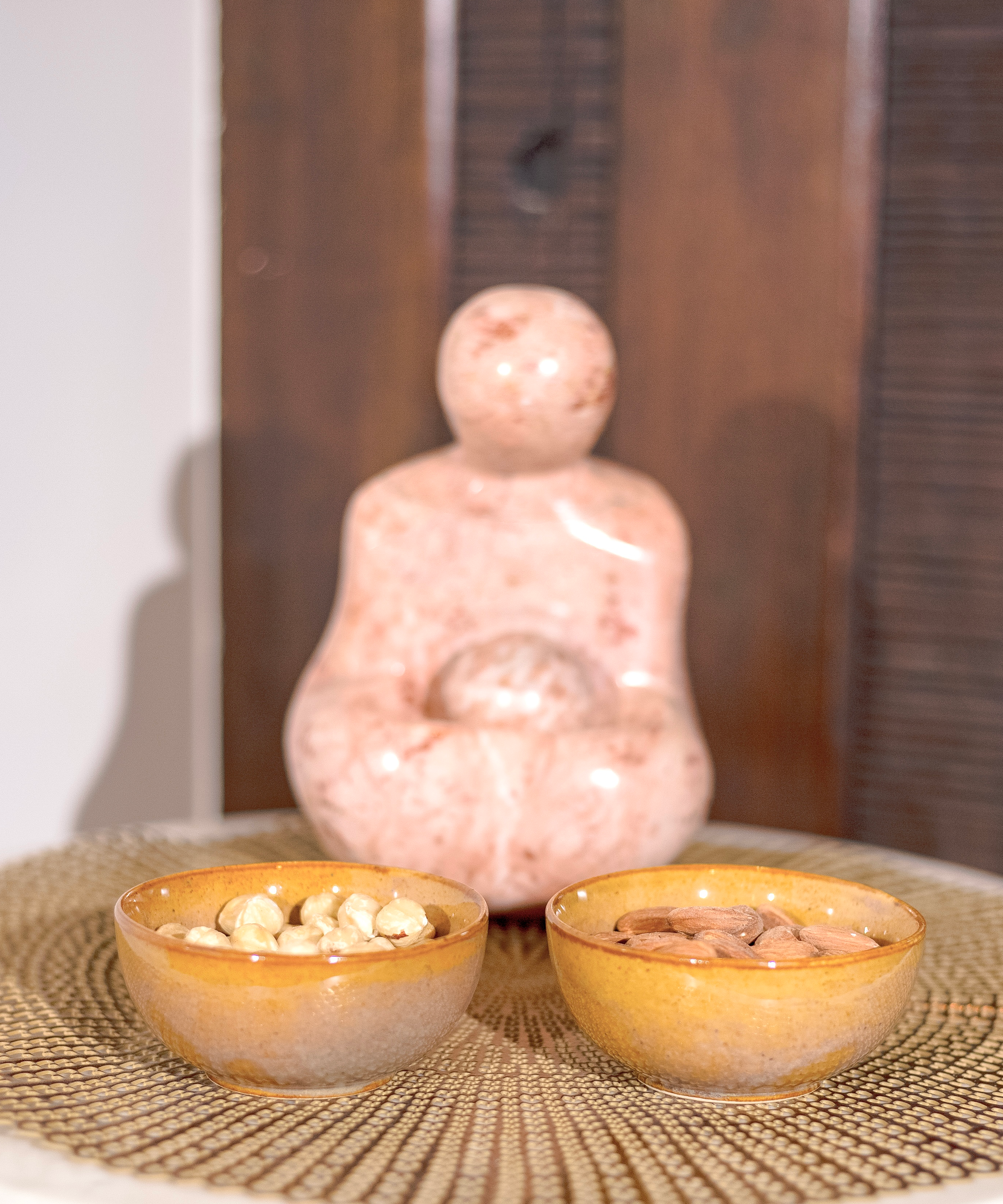 Studio Pottery Ceramic Ochre Brown Dual Toned Bowls - Set of 2