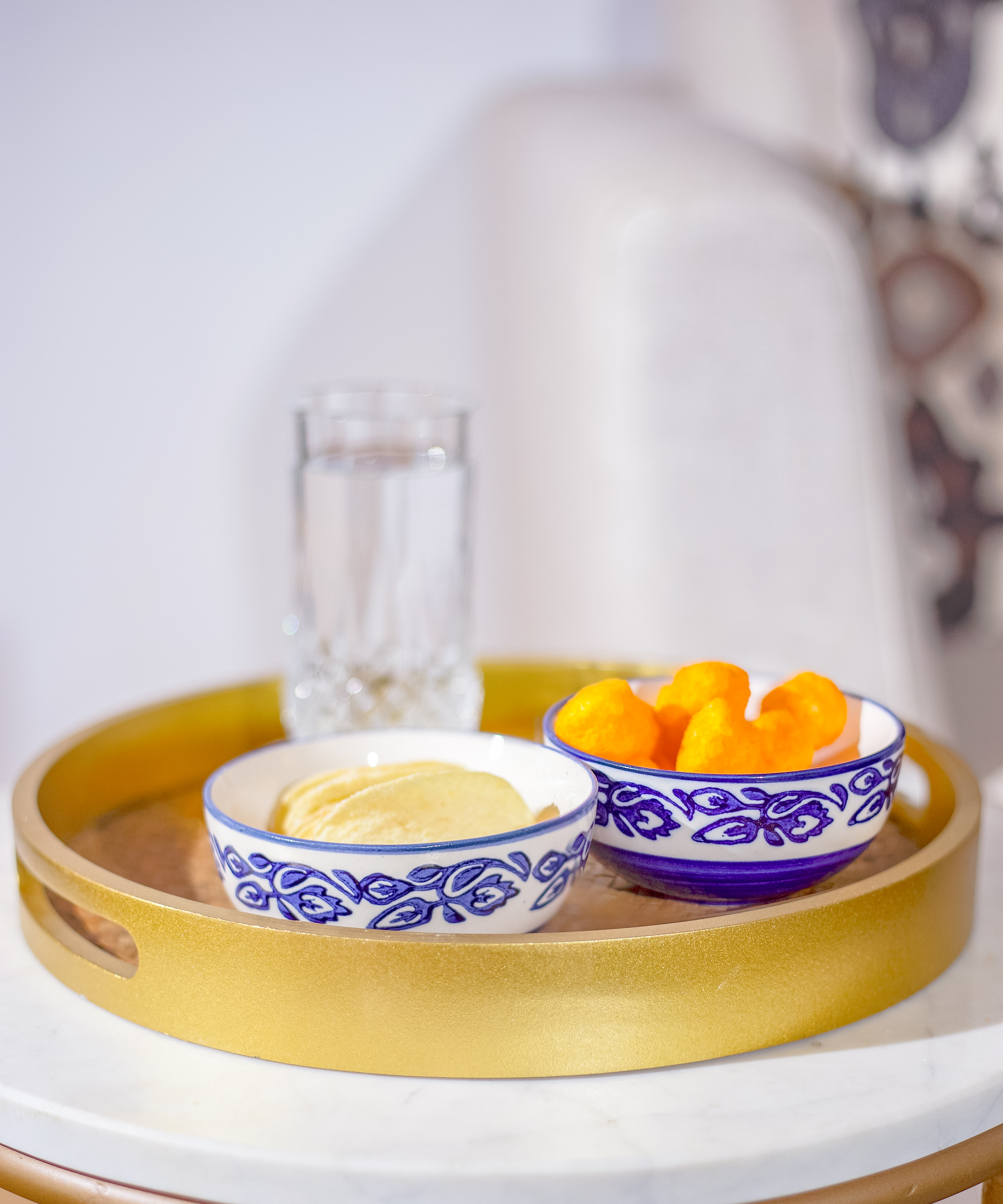 Ceramic Moroccan Blue & White Glazed Bowls - Set of 2