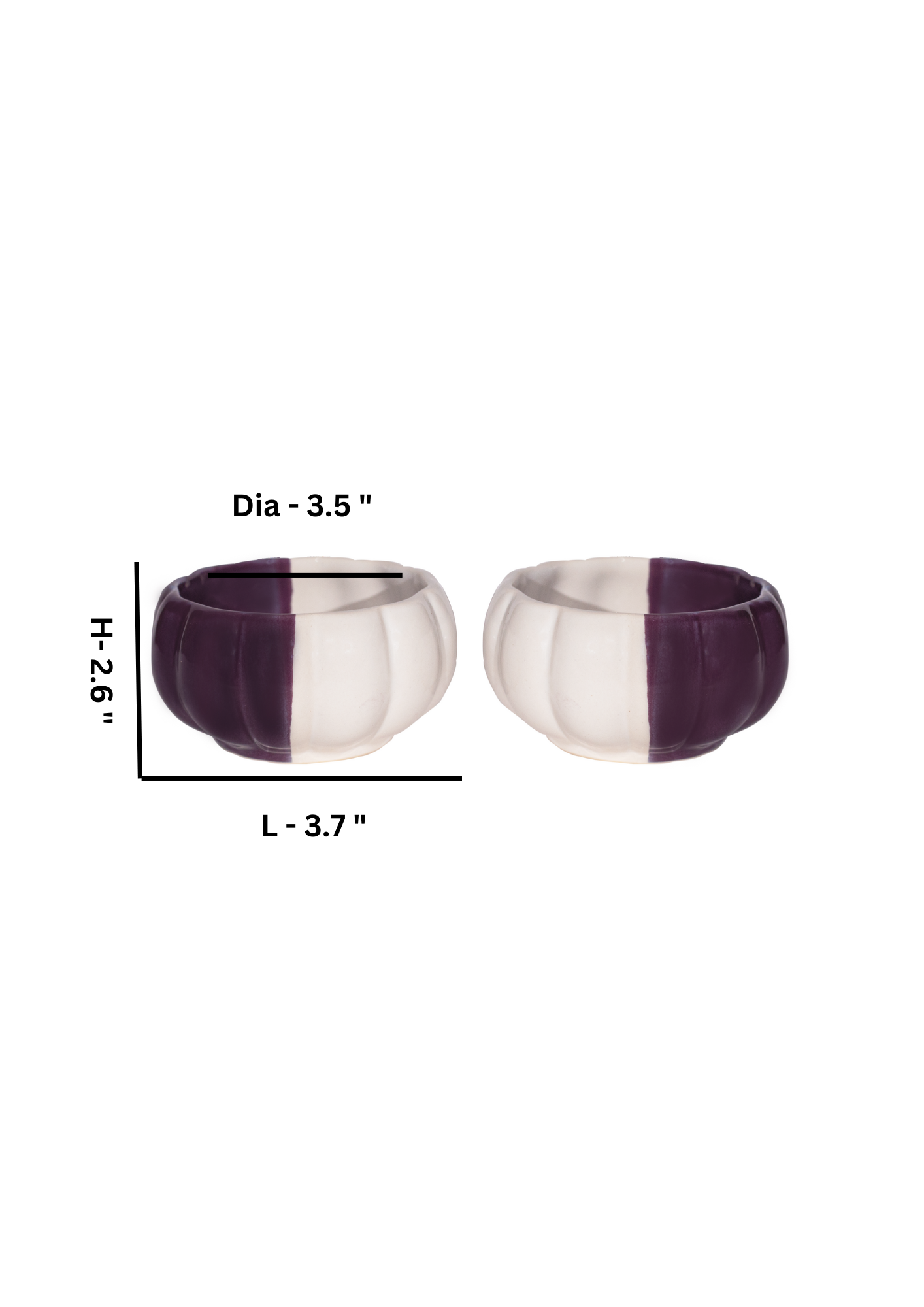 Ceramic Half Purple and White Bowls