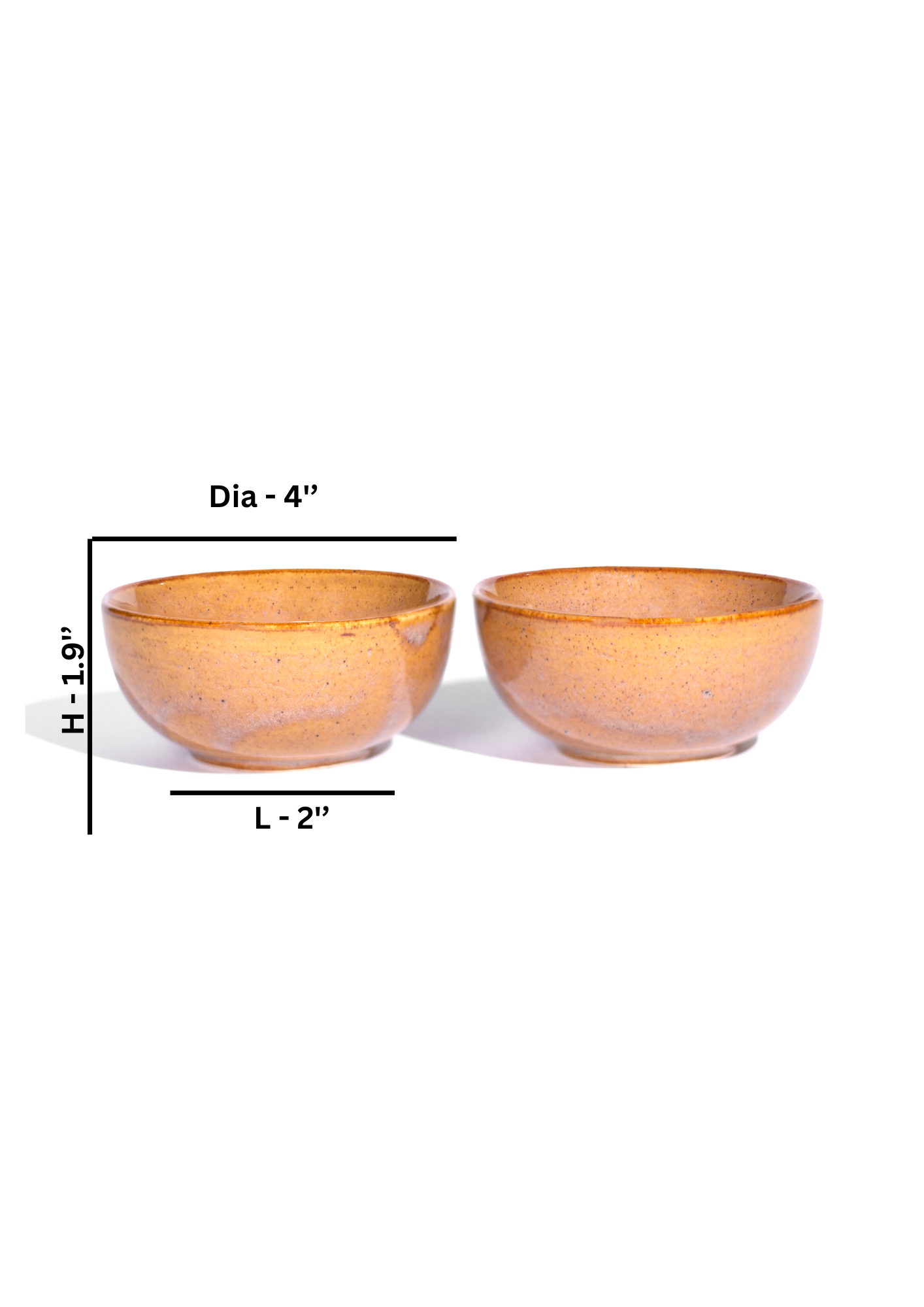 Studio Pottery Ceramic Ochre Brown Dual Toned Bowls - Set of 2
