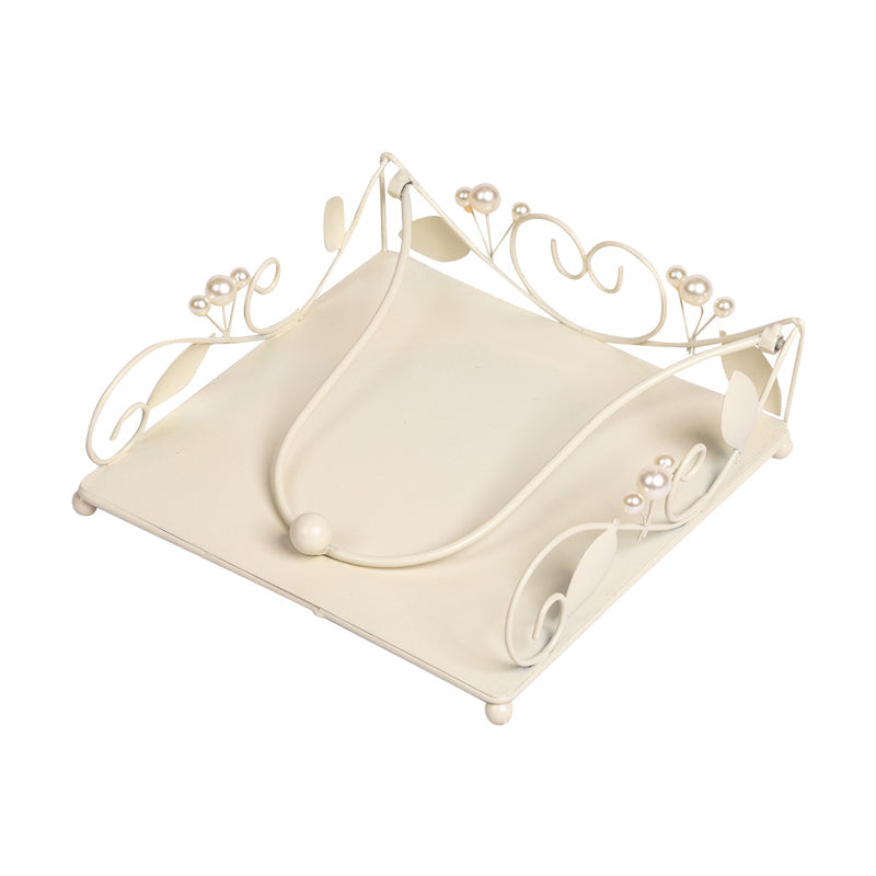 Pearl Drop and Leafy Nature Metal Napkin Holder