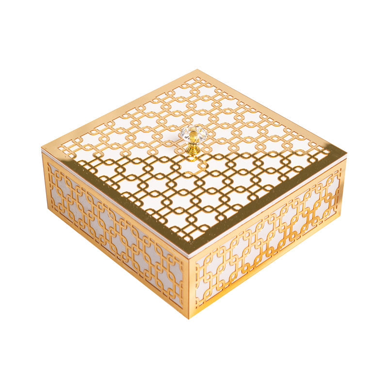 White & Gold Interlink Geometric Design Multipurpose Utility Box