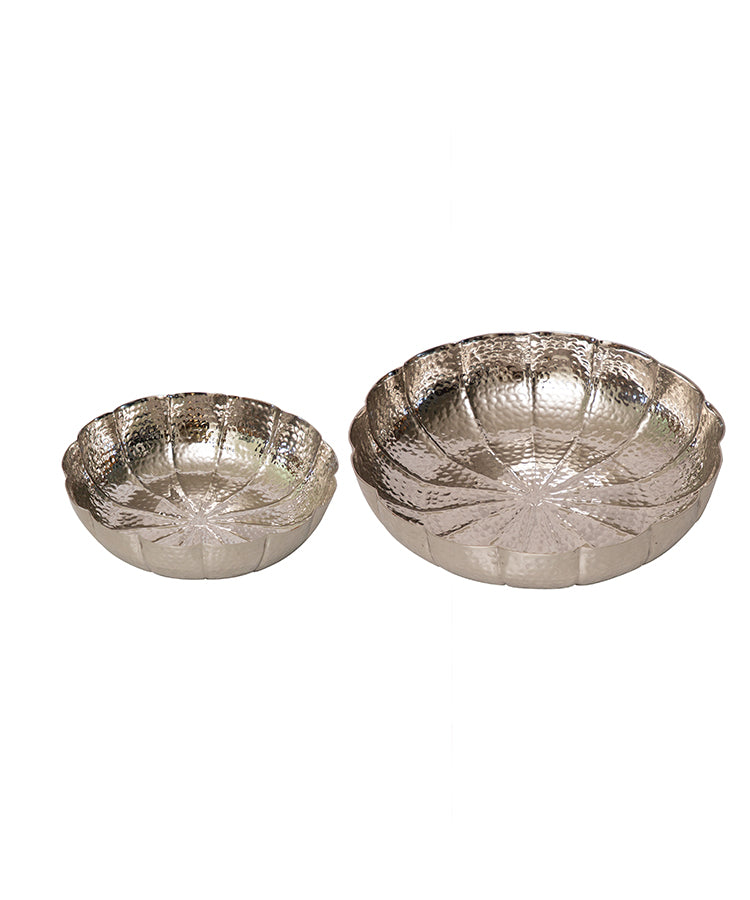 Set Of Two Flower Silver Urlis On Stand
