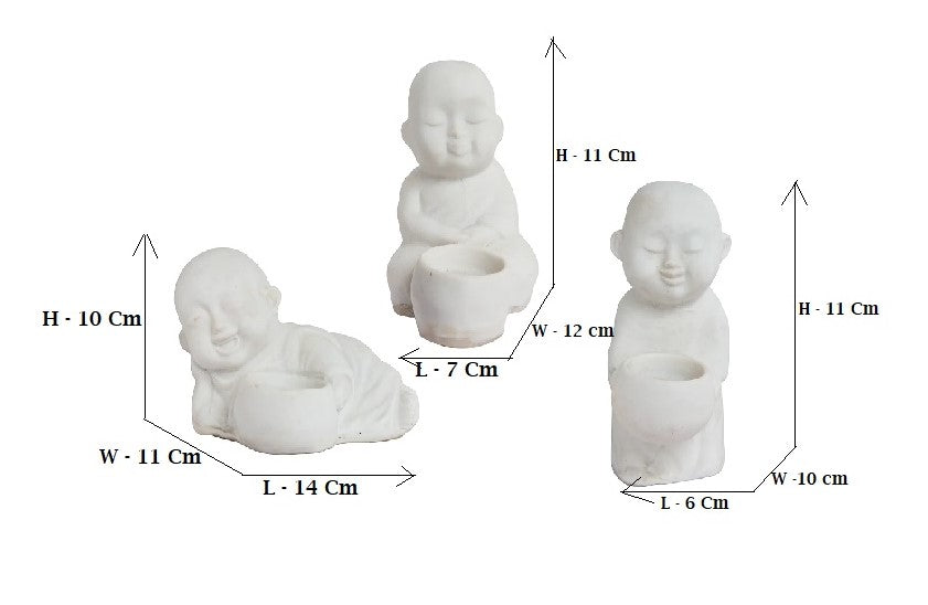 Joyful Baby Monk Decorative Candle Holders - Set of 3