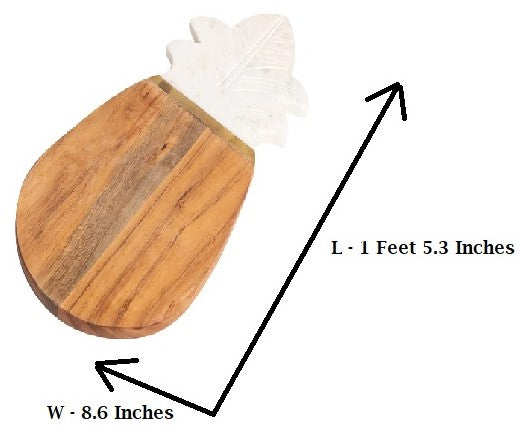 Wood & White Marble Pineapple Shape Serving Platter/Chopping Board