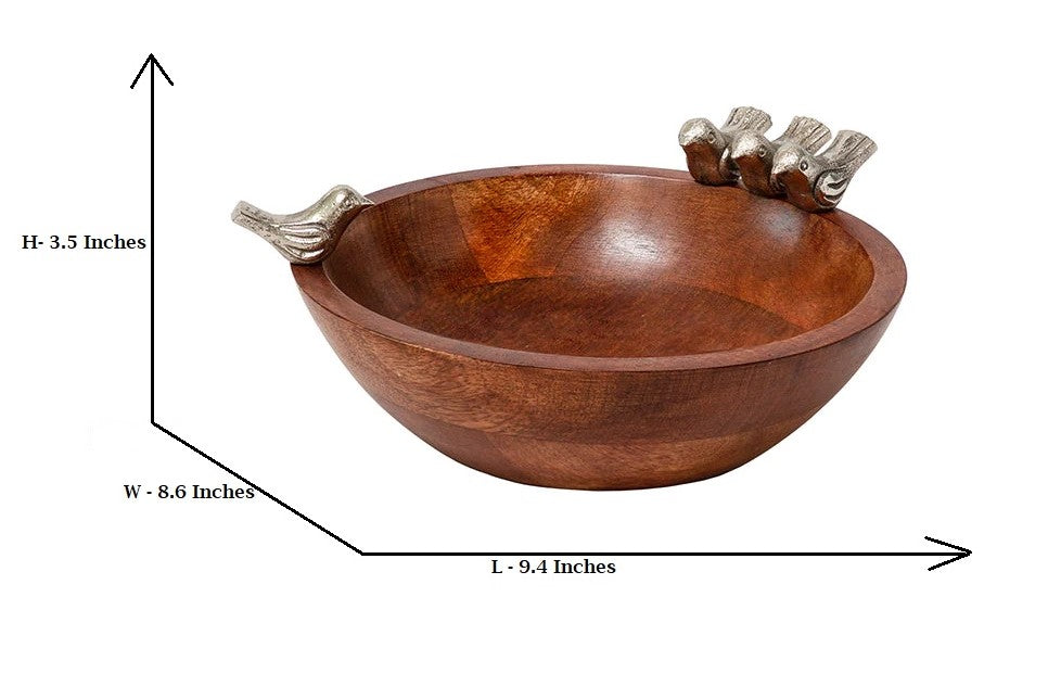 Wooden Bird Serving Bowl