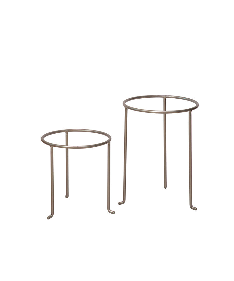 Set Of Two Flower Silver Urlis On Stand