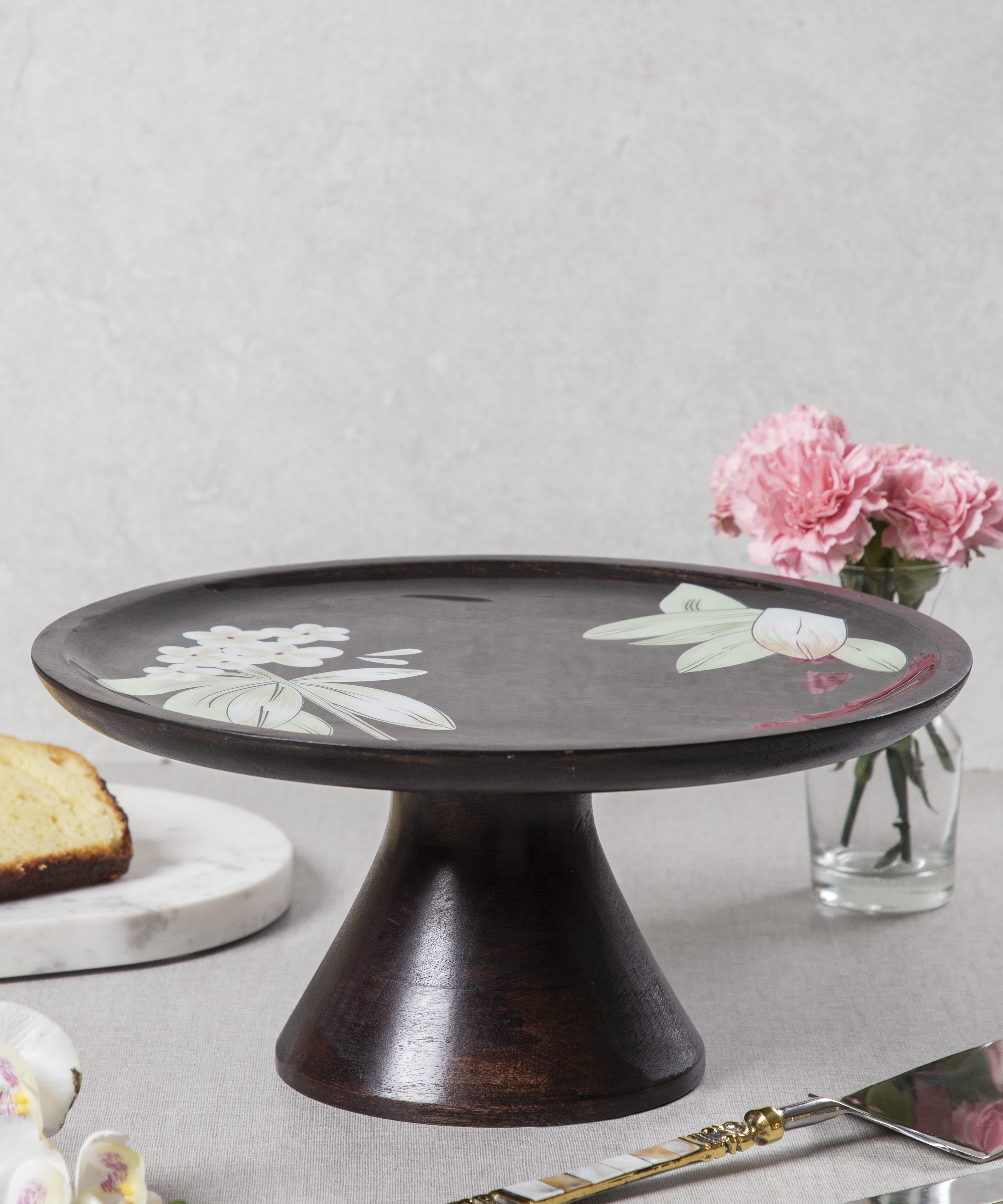Frangipani Wooden Cake Stand