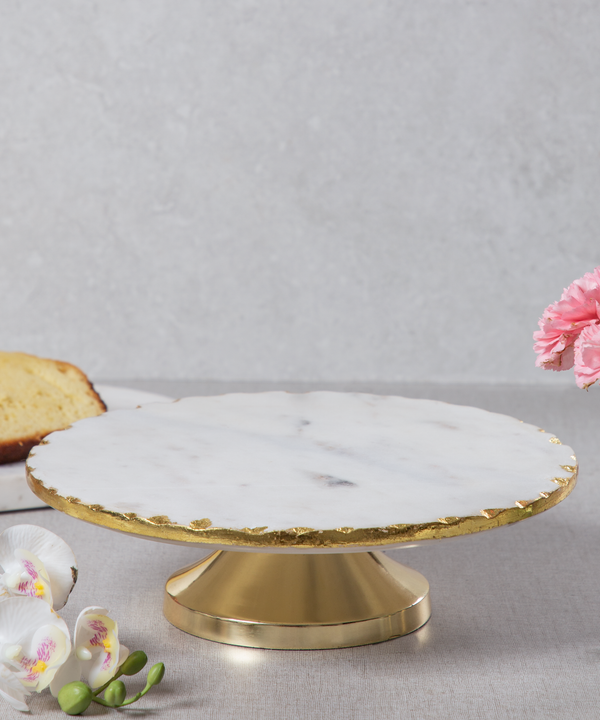 White Marble Single Tier Cake Stand