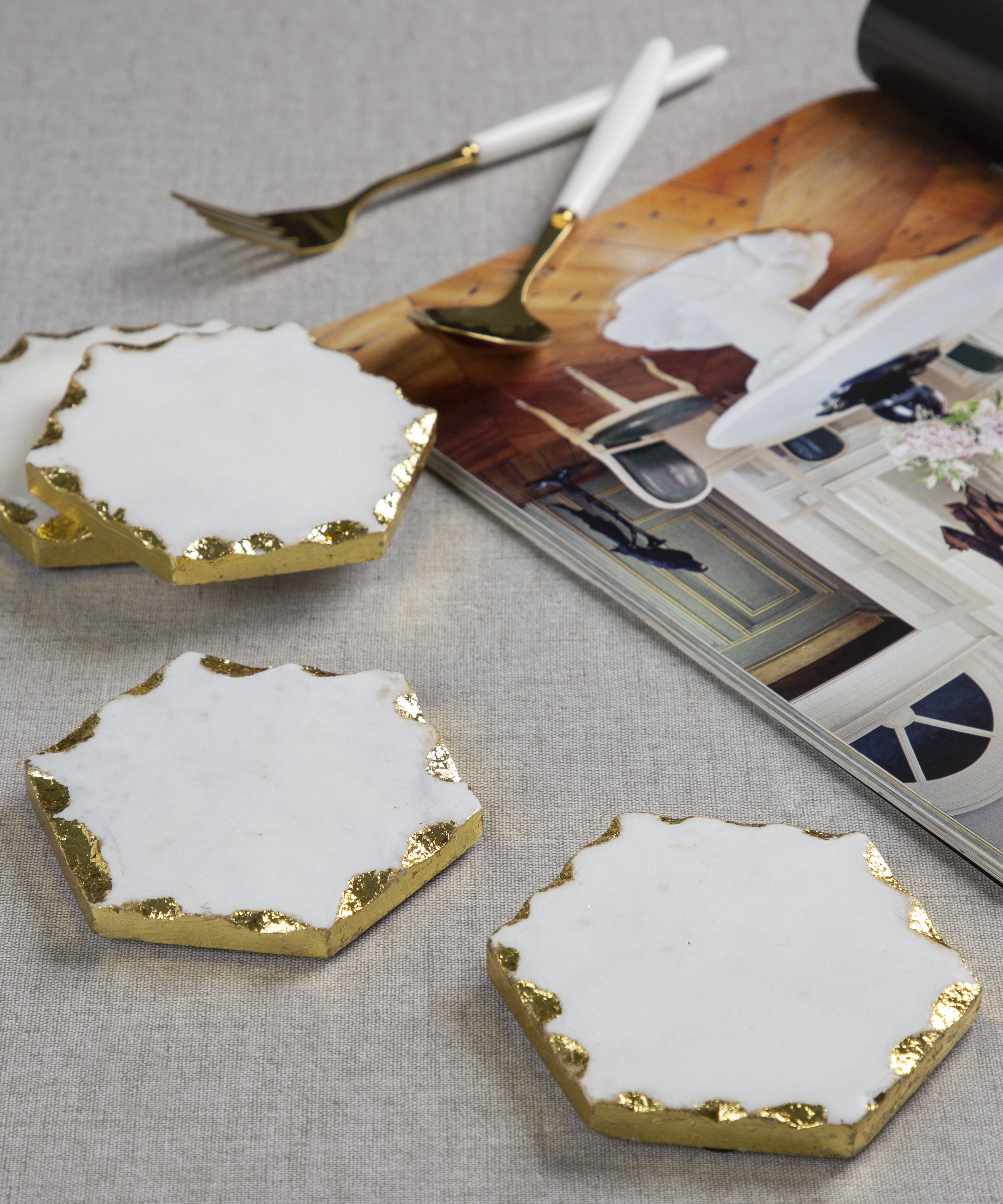 Hexagon Marble Coasters