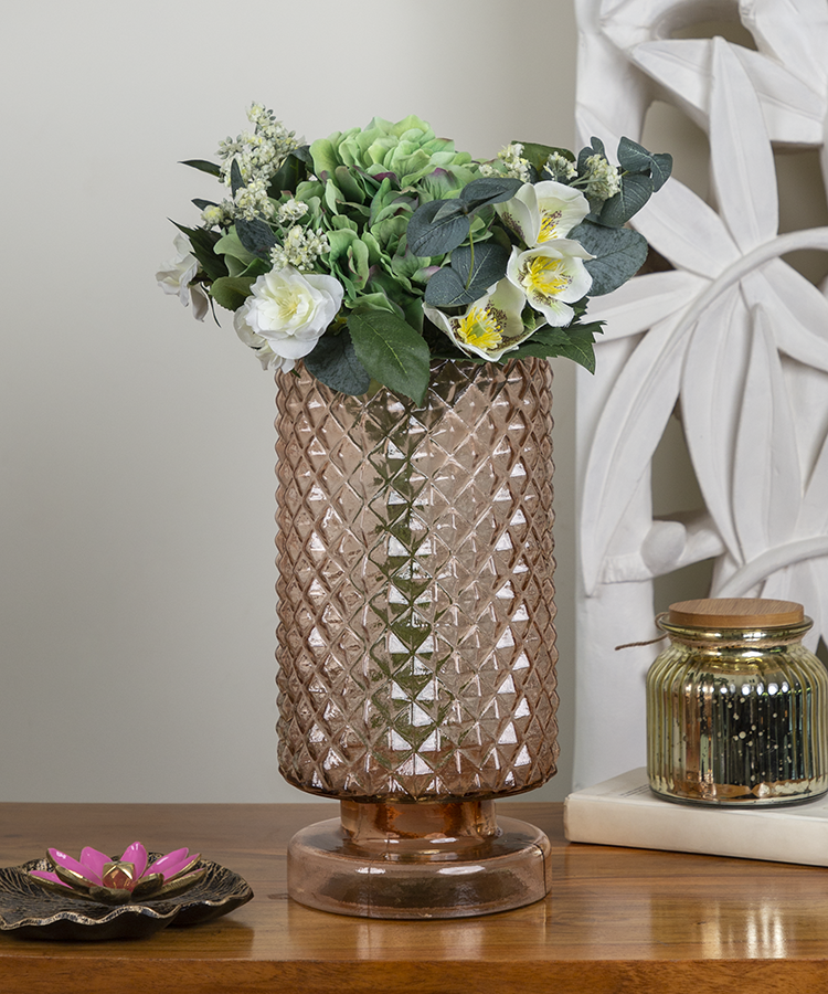 Straight Blush Rose Glass Vase