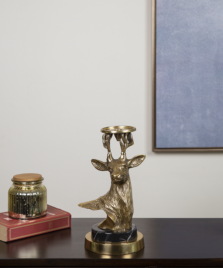 Brass Deer Candle Holder