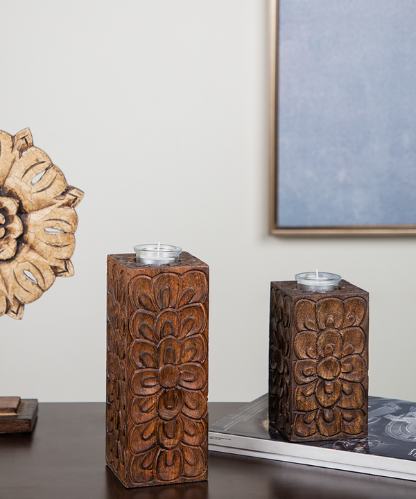 Burnt Tealight Candle Holder Set Of Two