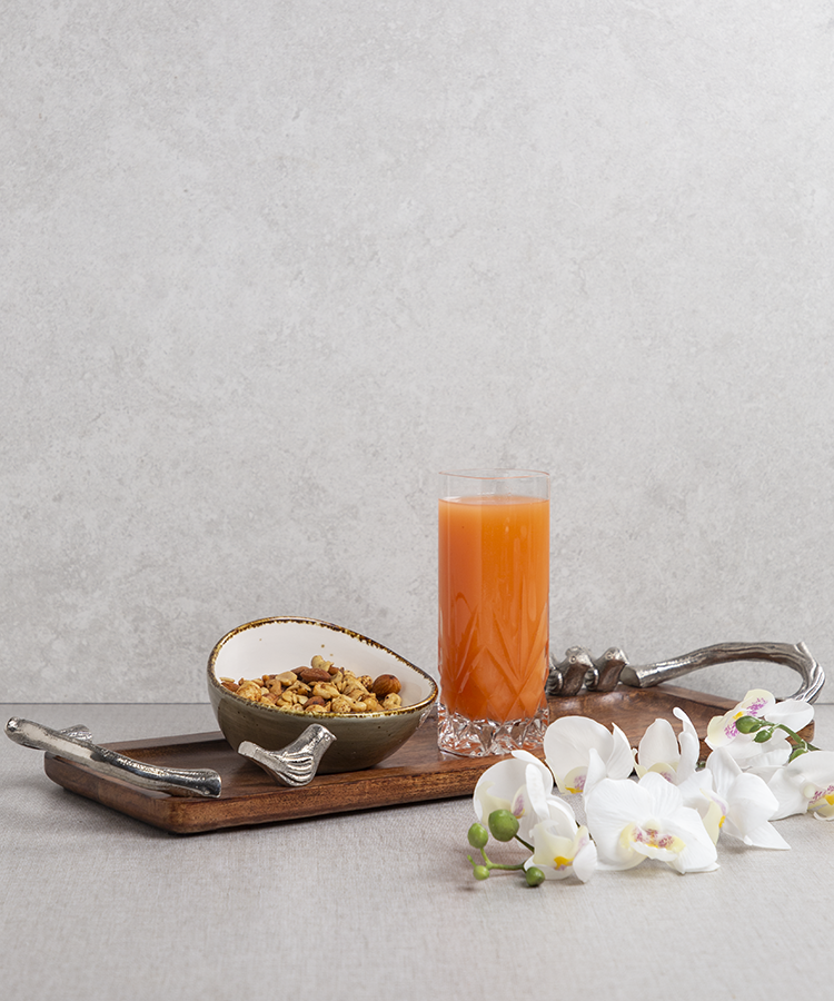 Wooden Tray With Silver Birds