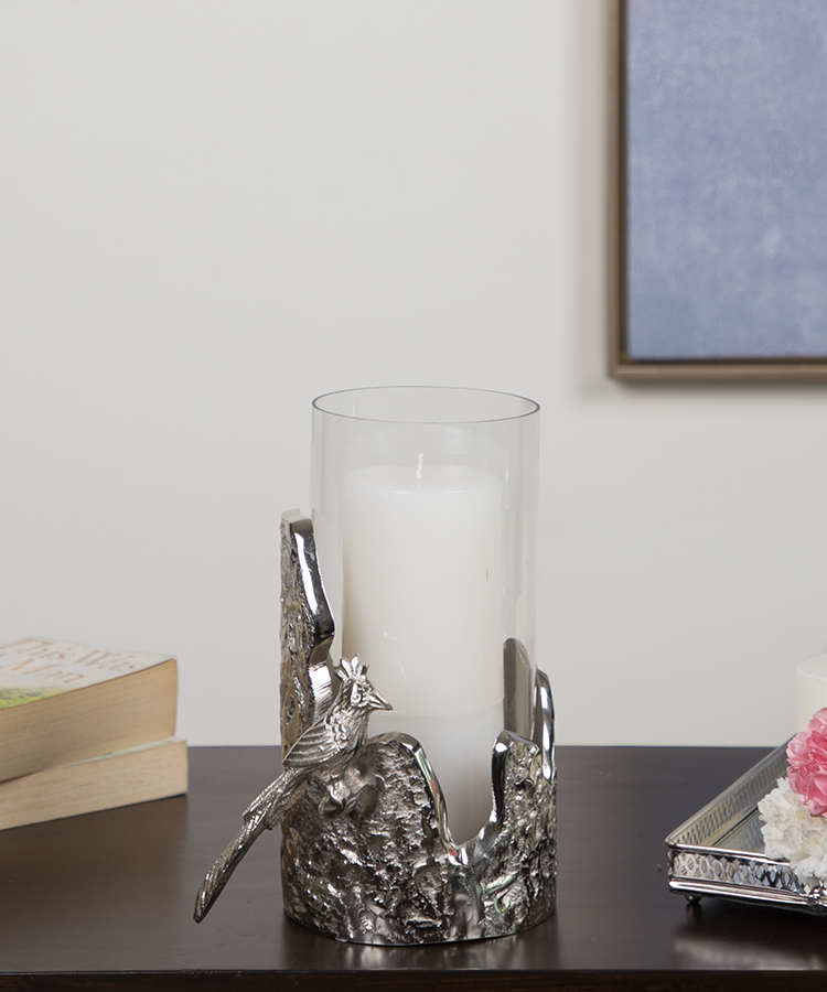 Silver Bird Candle Base Candle Holder