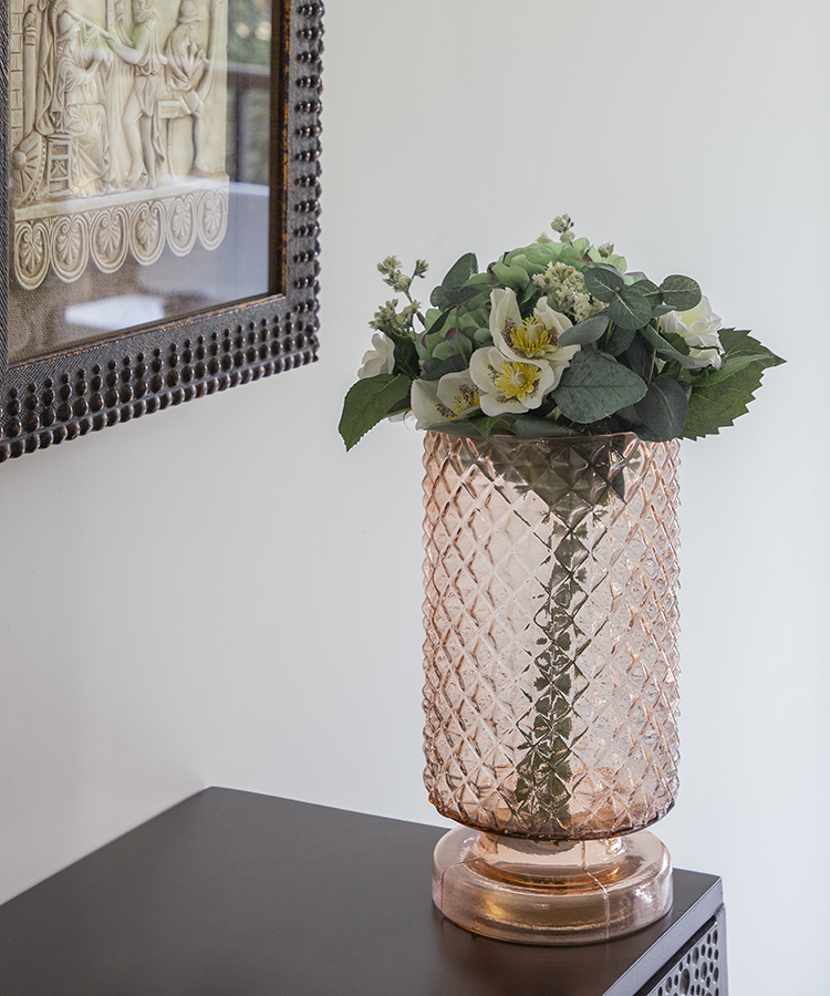 Straight Blush Rose Glass Vase