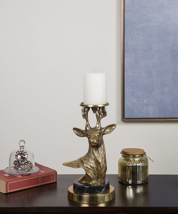 Brass Deer Candle Holder