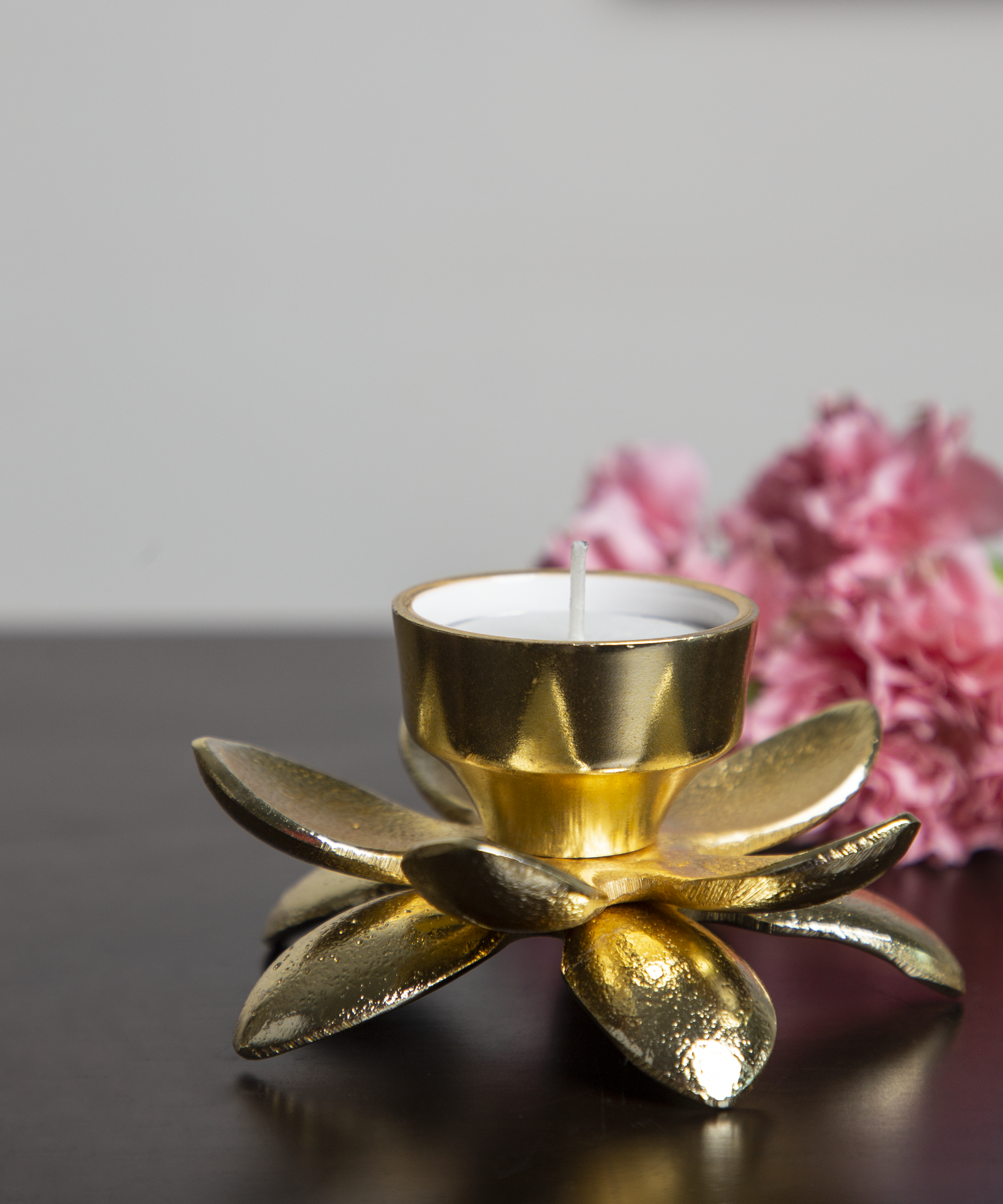 Gold Blooming Lotus Candle Holder