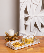 White and Gold Hammered Bird Serveware Iron Alloy Organizer Decorative Tray