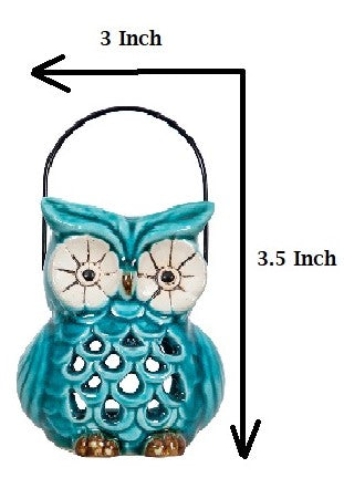 Glazed Ceramic Evil Eye Owl Tea light Candle Holder