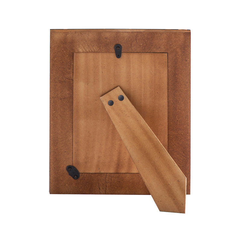 Handcrafted Circular Natural Wood in Black Resin Tabletop Photoframe