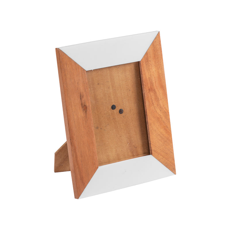 Half Wood Half White Marble Handcrafted Photoframe