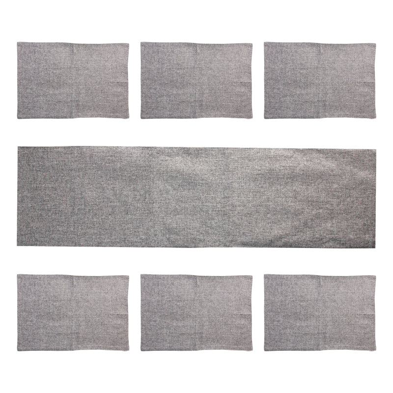 Grey Jute Set of 6 Table Mats with 1 Jute Runner