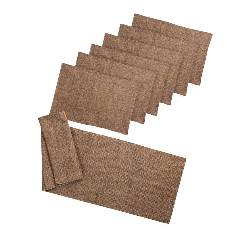 Light Brown Jute Set of 6 Table Mats with 1 Jute Runner