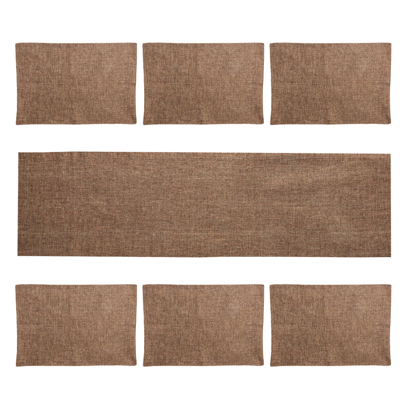 Light Brown Jute Set of 6 Table Mats with 1 Jute Runner
