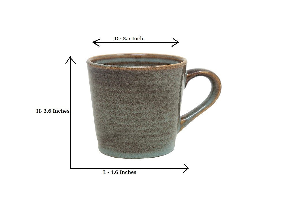 Studio Pottery Dove Blue Double Glazed Coffee Mug - 300 ML