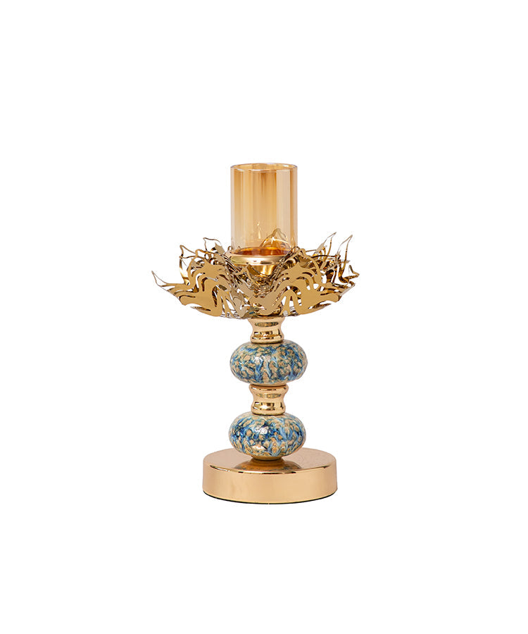 Two Balls Enamel Lotus Candle Holder