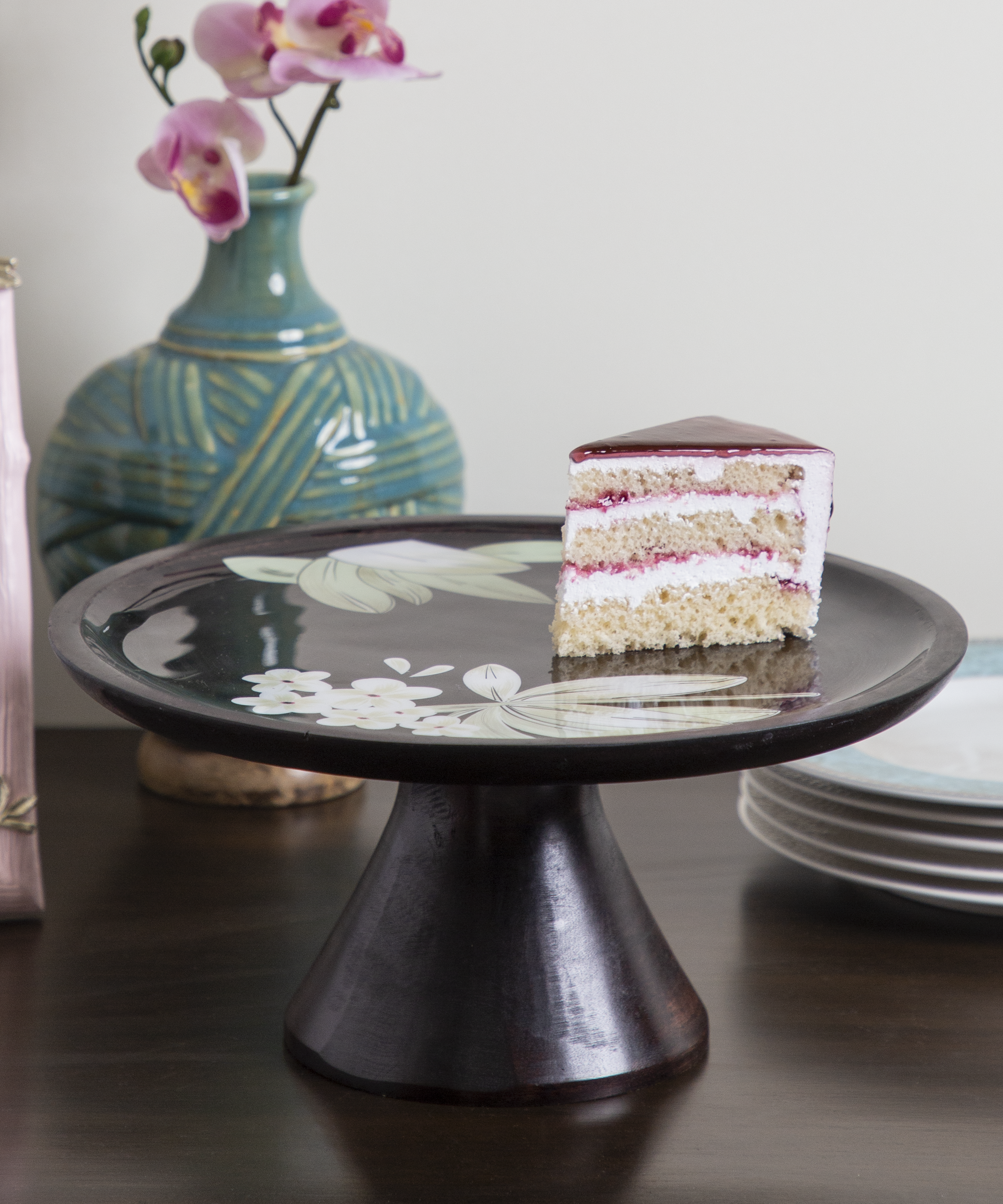 Frangipani Wooden Cake Stand