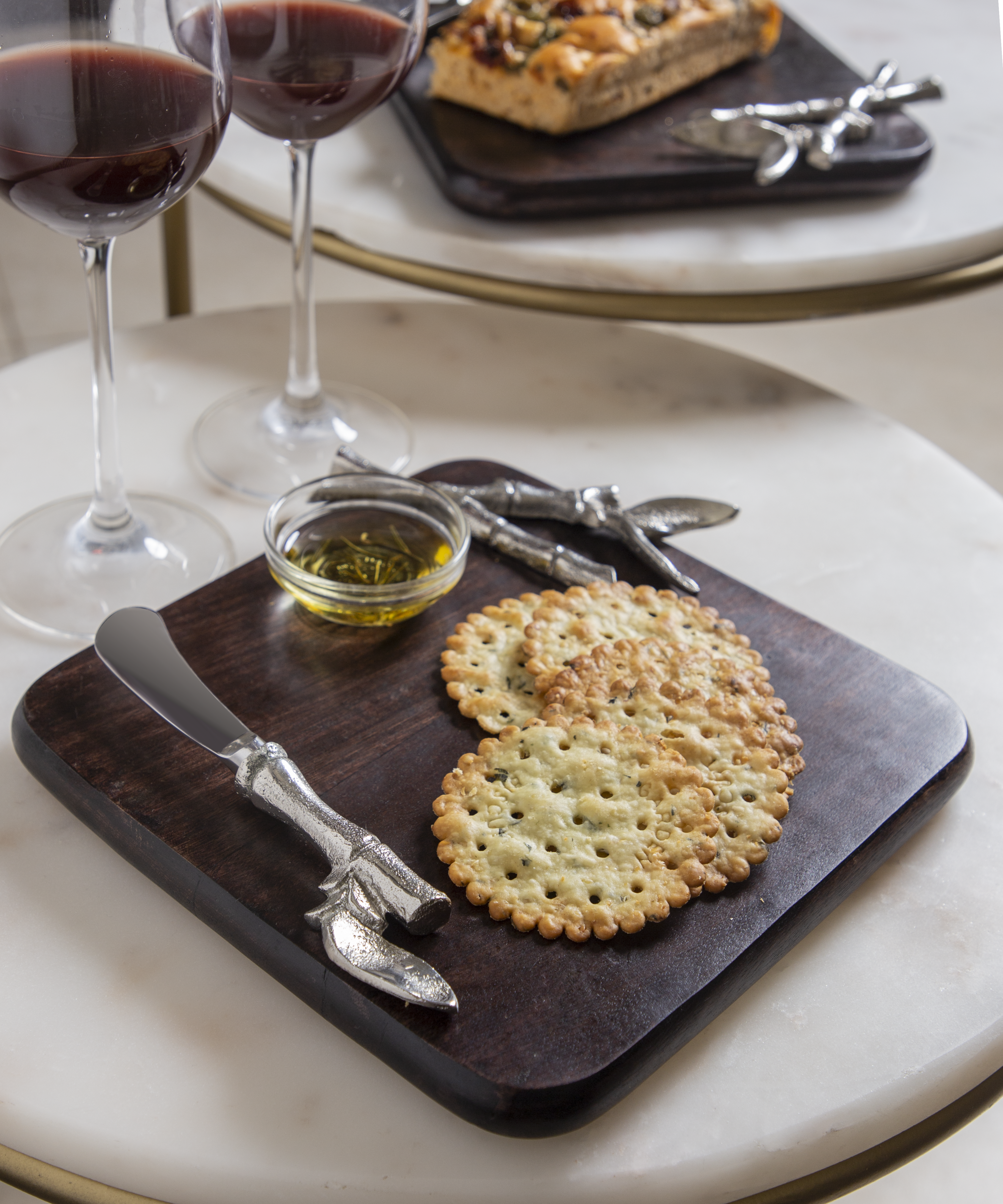Bamboo Embellished Wooden Cheese Platter with Knife