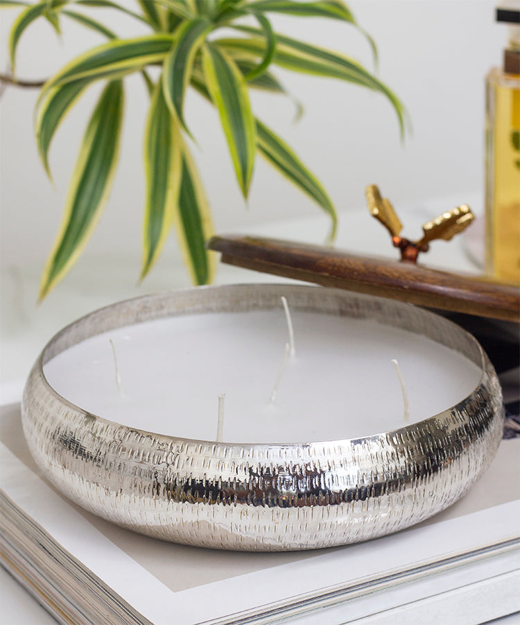 Silver Butterfly Lid Candle Holder Jar