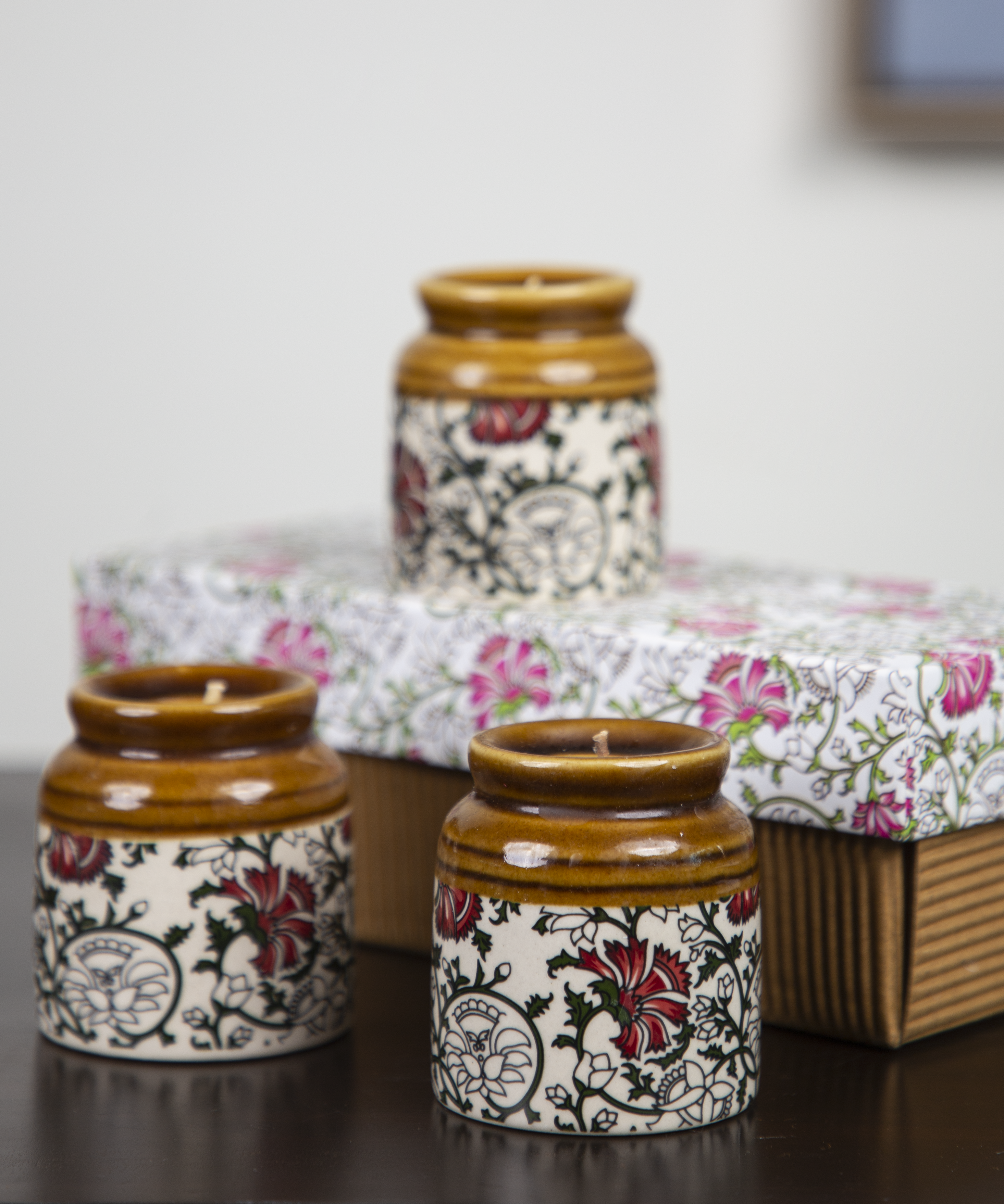 Kalamkari Burni Candle Set Of Three