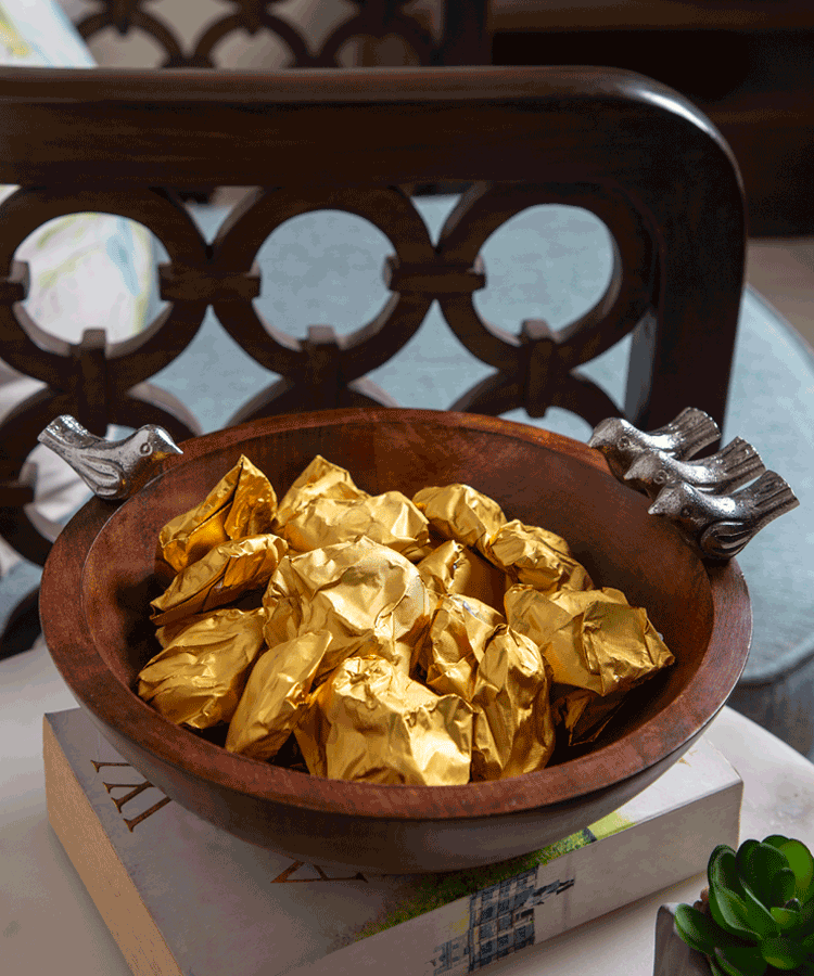 Wooden Bird Serving Bowl