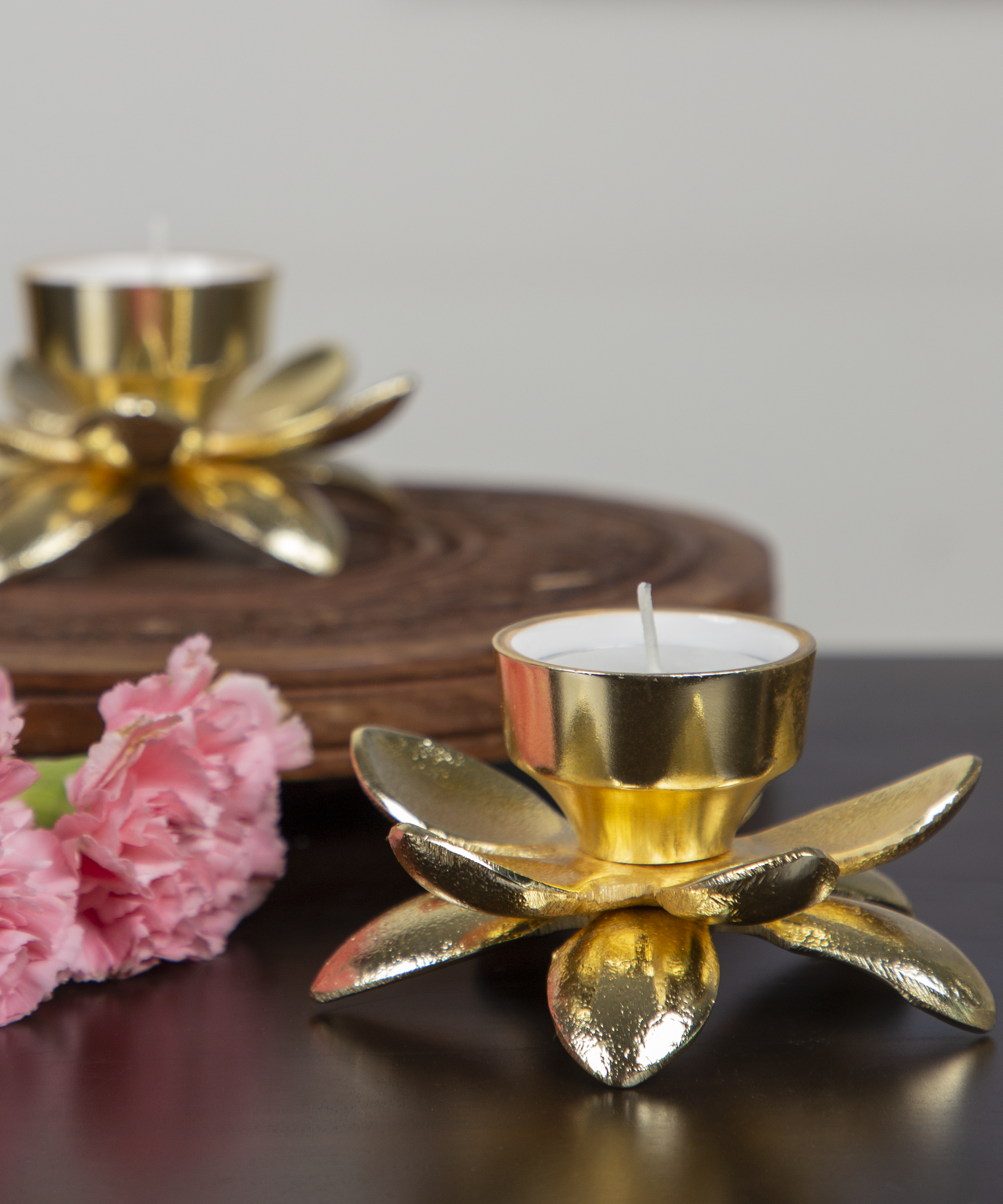 Gold Blooming Lotus Candle Holder