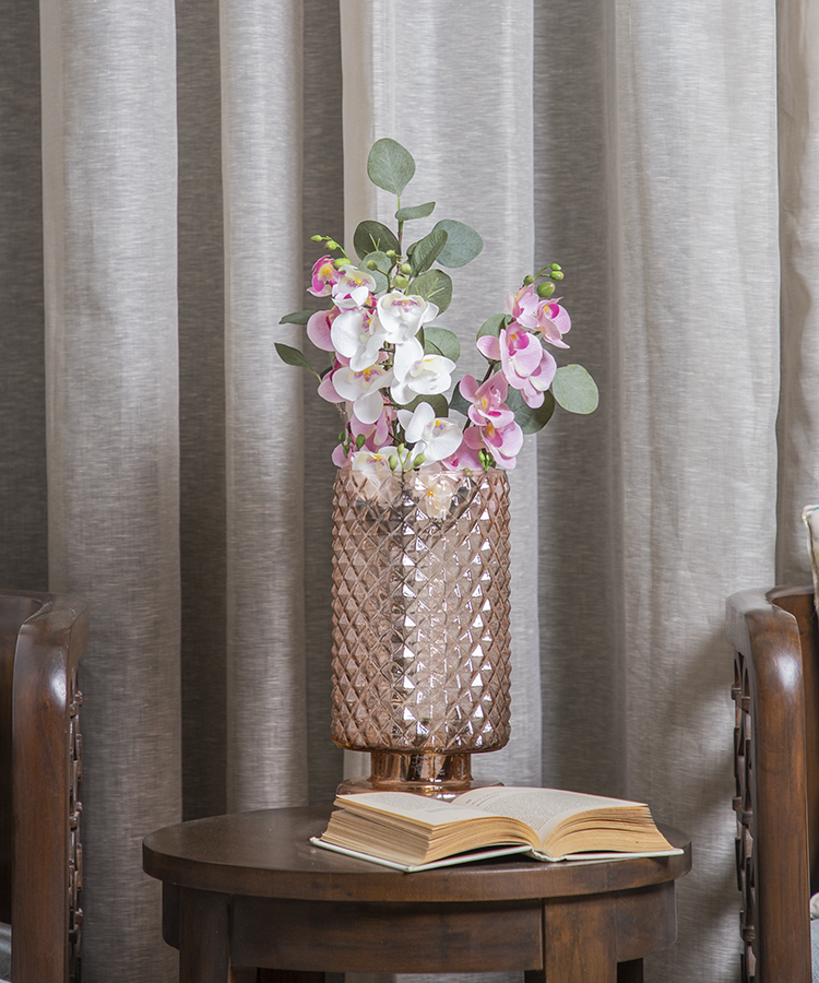 Straight Blush Rose Glass Vase