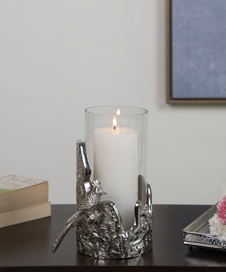 Silver Bird Candle Base Candle Holder