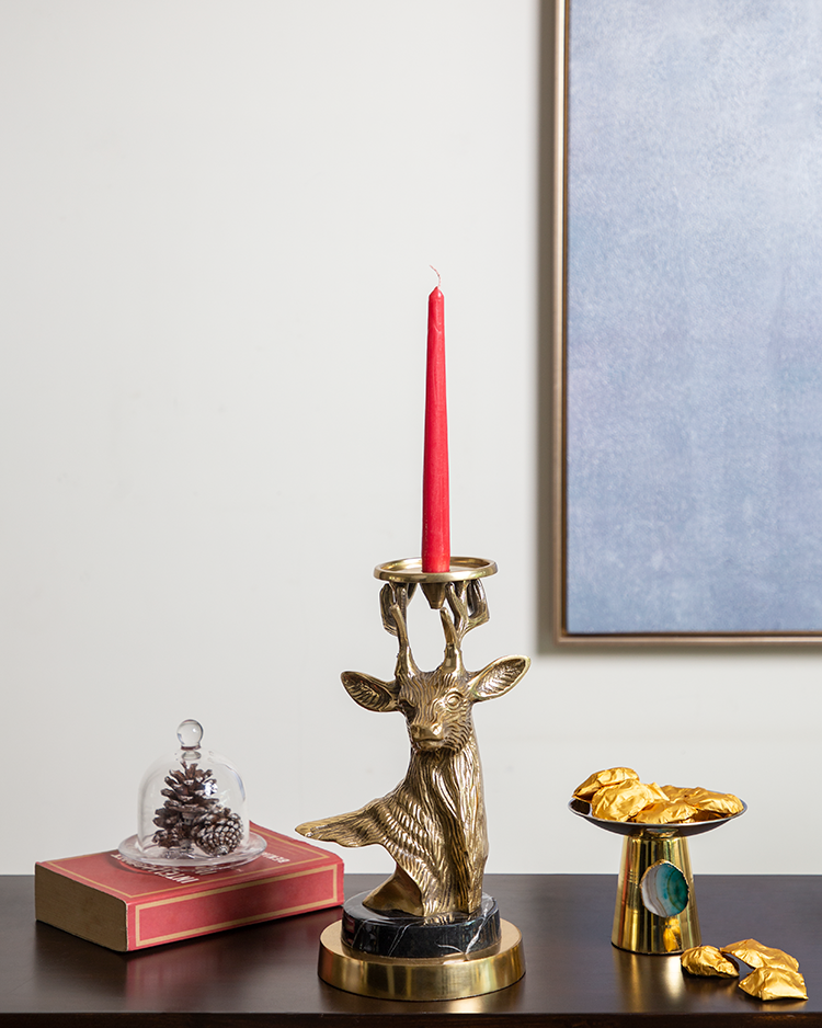 Brass Deer Candle Holder