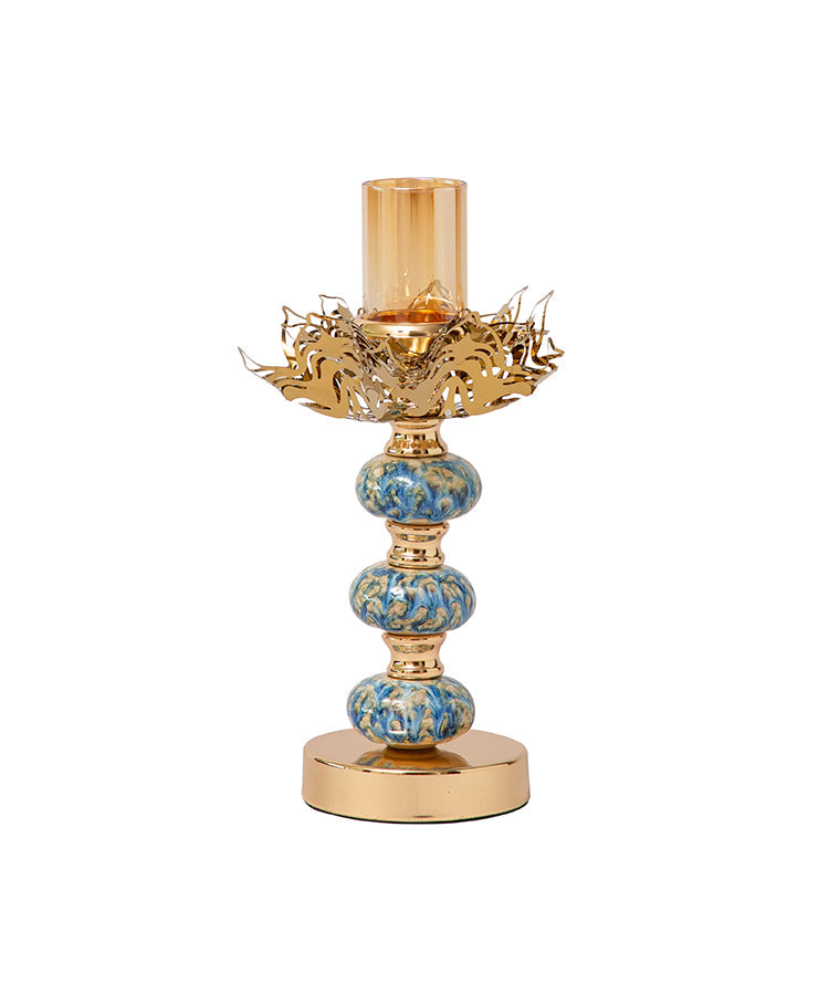 Three Balls Enamel Lotus Candle Holder
