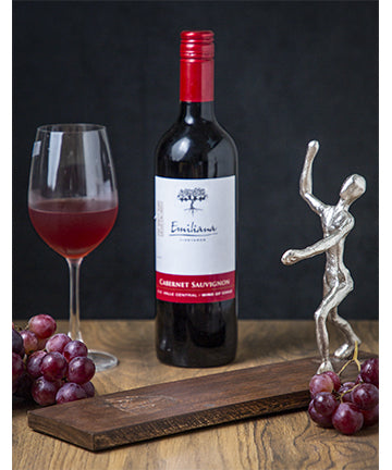 Silver Figurine Wine Holder With Wooden Base