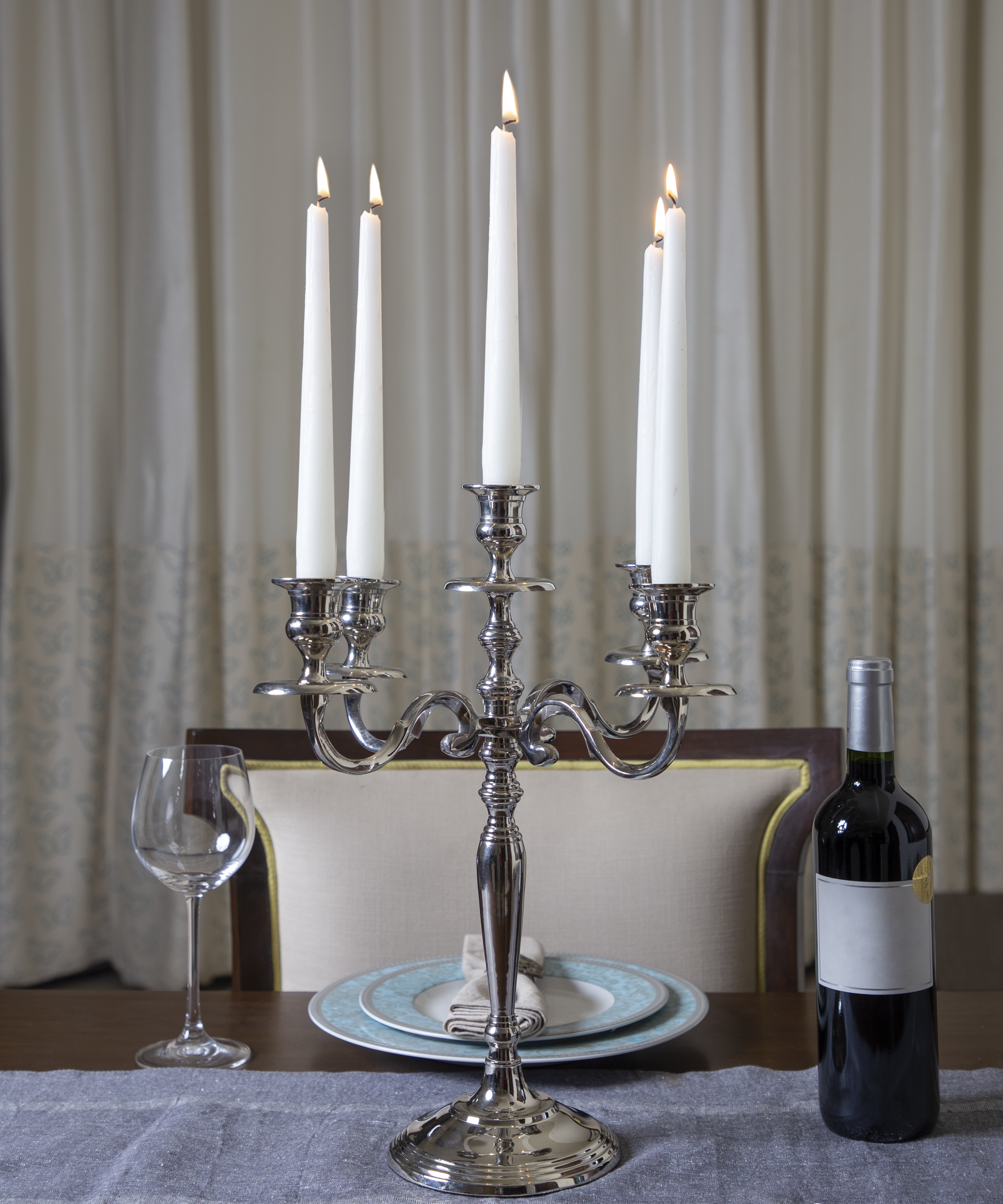 Silver Candle Holder Stand For 5 Taper Candles