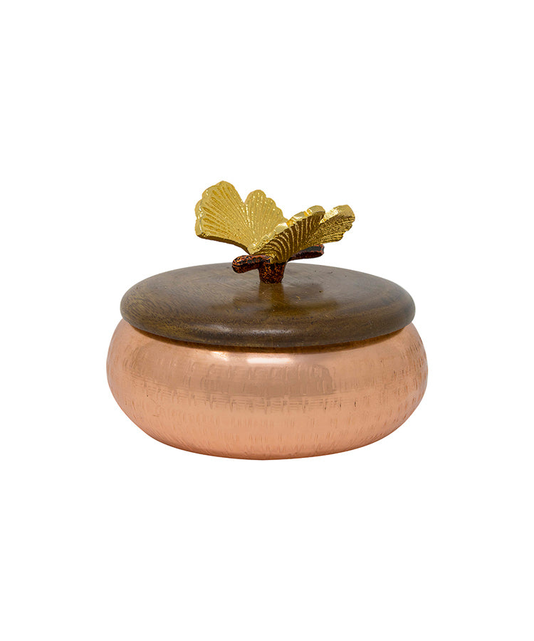 Copper Butterfly Lid Candle Holder Jar