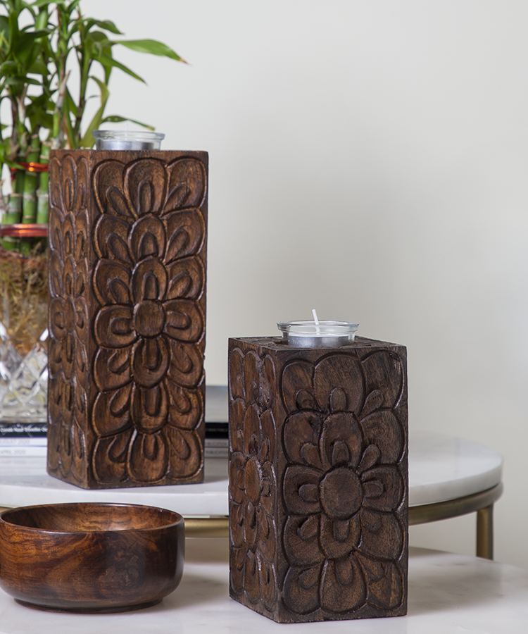 Burnt Tealight Candle Holder Set Of Two