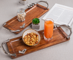 Wooden Tray With Silver Birds