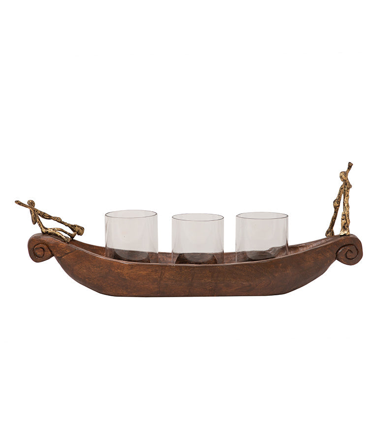 Wooden Boat Candle Holder Nostalgia Homes